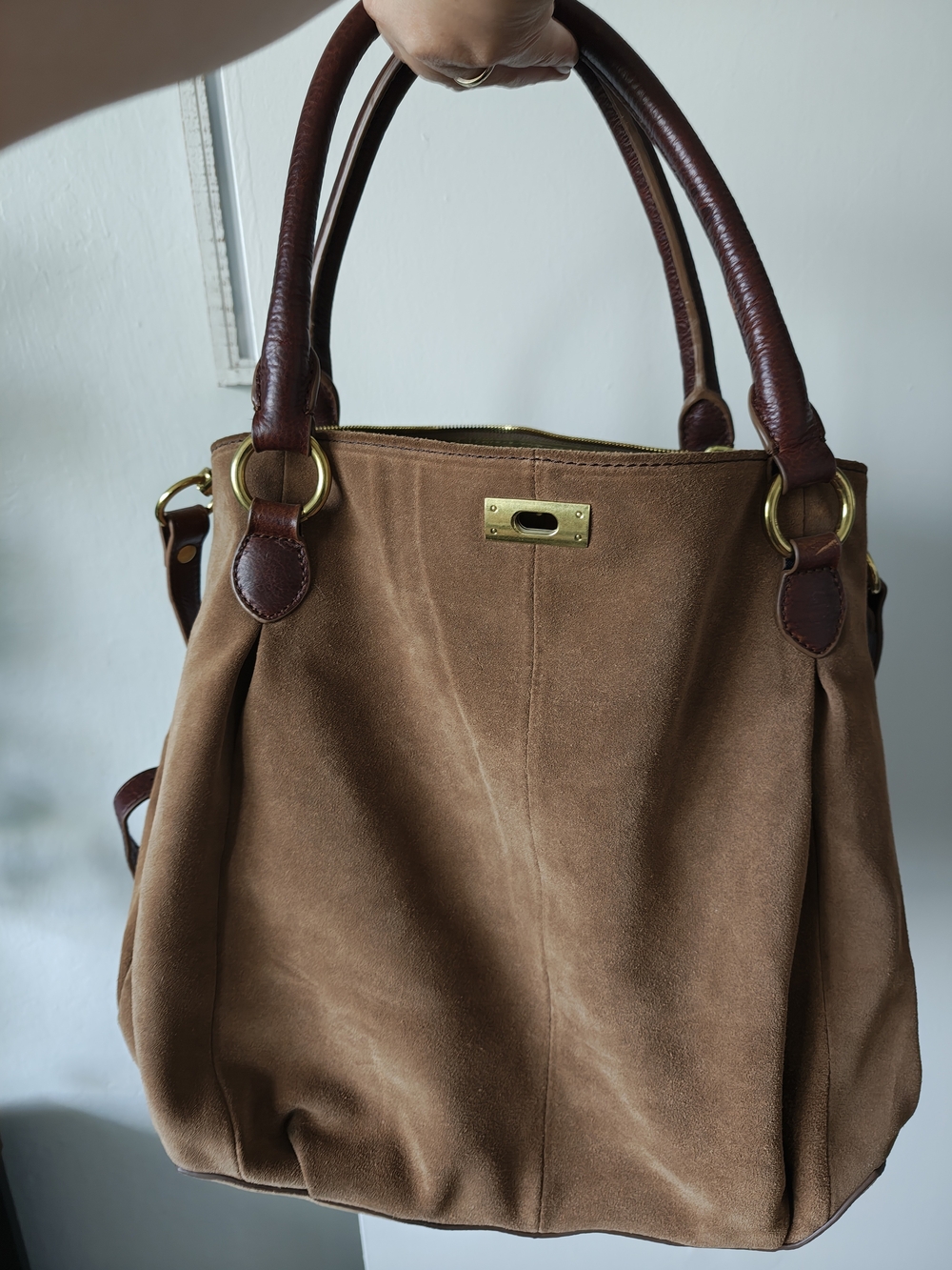 J.Crew Bromley Style Brown Suede Leather Tote Shoulder Bag